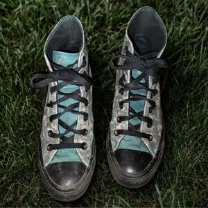 Converse Floral High-Tops in Black and Teal